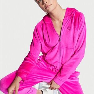 Hoodie Victoria Secret Pink Velour sz L